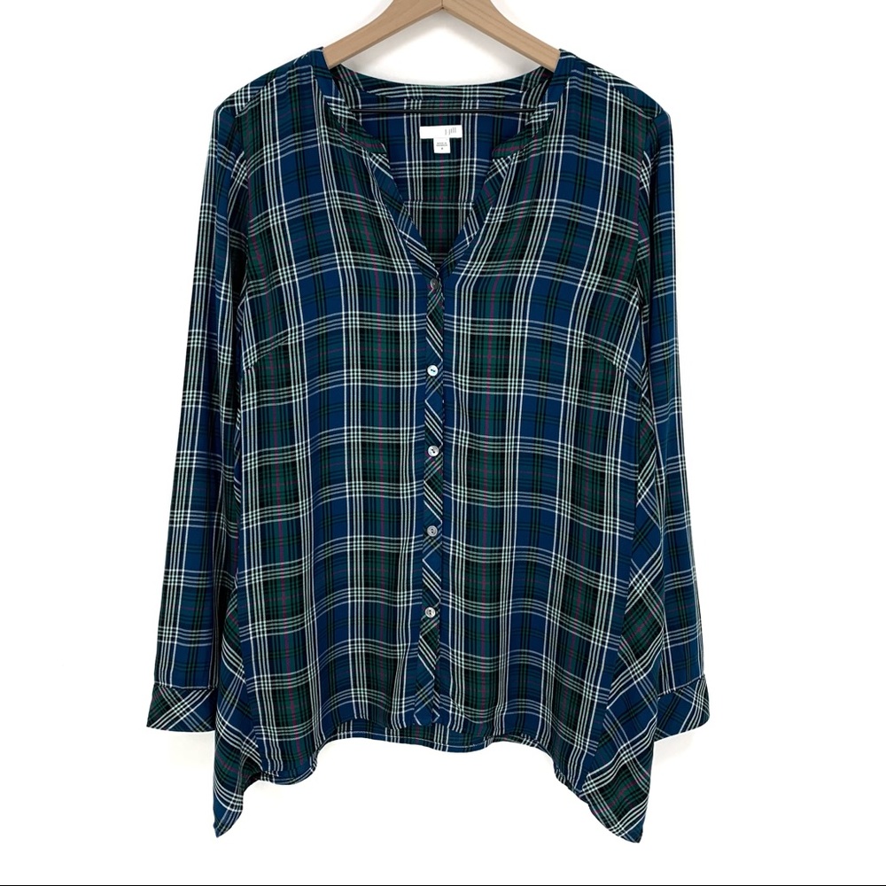 J. Jill Tartan Plaid Long Sleeve Henley Shirt